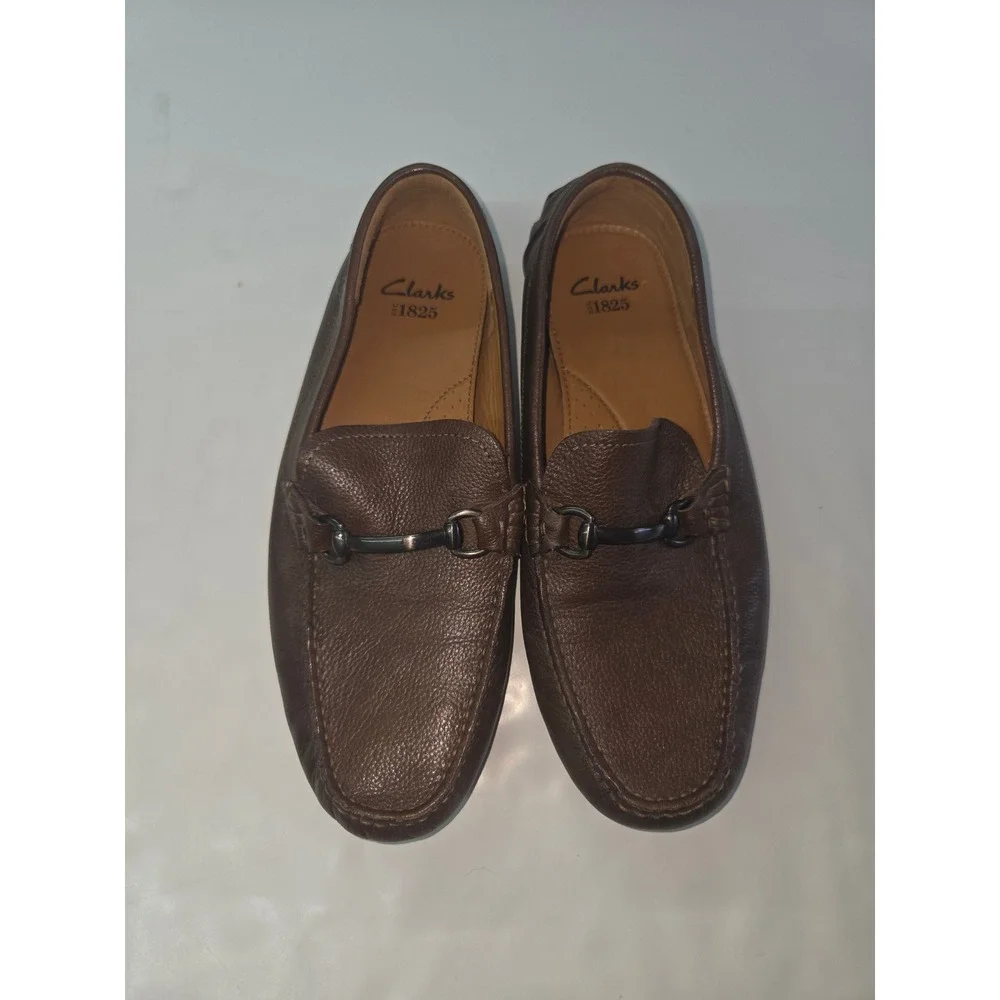 Clarks 1825 Bit Loafers Men 8.5 Brown Pebbled Leather Driving Mocs 16326 Ashmont